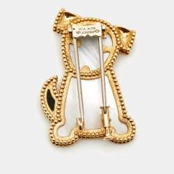 Pre Owned Van Cleef & Arpels Lucky Animal Dog Mother of Pearl 18k Yellow Gold Pin Brooch