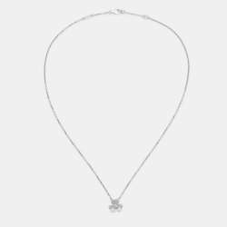 Pre Owned Van Cleef & Arpels Frivole Diamonds 18k White Gold Mini Model Necklace