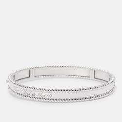Pre Owned Van Cleef & Arpels Perlée Signature 18k White Gold Rhodium Plated Medium Model Bracelet 