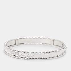 Pre Owned Van Cleef & Arpels Perlée Signature 18k White Gold Rhodium Plated Medium Model Bracelet