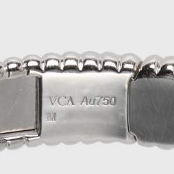 Pre Owned Van Cleef & Arpels Perlée Signature 18k White Gold Rhodium Plated Medium Model Bracelet