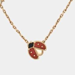 Pre Owned Van Cleef & Arpels Lucky Spring Multi Gemstones 18k Rose Gold Necklace