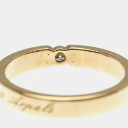 Pre Owned Van Cleef & Arpels Toujours Signature Etoiles 18K Rose Gold and Diamond Wedding Band Ring EU 51