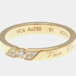 Pre Owned Van Cleef & Arpels Toujours Signature Etoiles 18K Rose Gold and Diamond Wedding Band Ring EU 51
