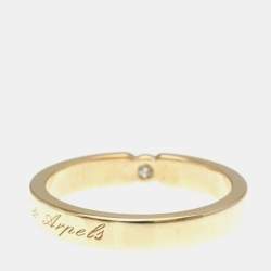 Pre Owned Van Cleef & Arpels Toujours Signature Etoiles 18K Rose Gold and Diamond Wedding Band Ring EU 51