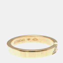 Pre Owned Van Cleef & Arpels Toujours Signature Etoiles 18K Rose Gold and Diamond Wedding Band Ring EU 51