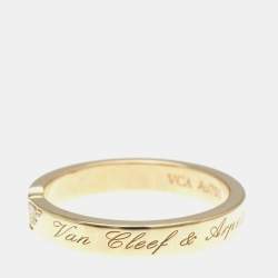 Pre Owned Van Cleef & Arpels Toujours Signature Etoiles 18K Rose Gold and Diamond Wedding Band Ring EU 51