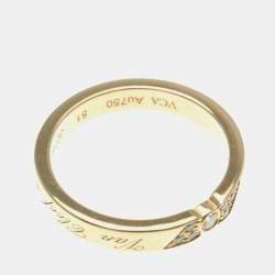 Pre Owned Van Cleef & Arpels Toujours Signature Etoiles 18K Rose Gold and Diamond Wedding Band Ring EU 51