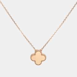 Pre Owned Van Cleef & Arpels Vintage Alhambra Obsidian Diamond 18k Rose Gold 2023 Holiday Pendant Necklace
