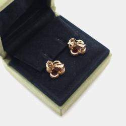 Pre Owned Van Cleef & Arpels Vintage Alhambra Carnelian 18k Yellow Gold Earrings