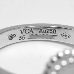 مملوكة مسبقًا Van Cleef & Arpels Vintage Alhambra Diamond Mother of Pearl 18k White Gold Ring