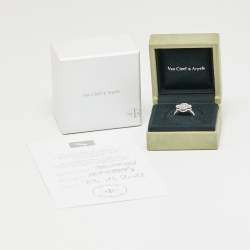 مملوكة مسبقًا Van Cleef & Arpels Vintage Alhambra Diamond Mother of Pearl 18k White Gold Ring