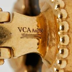 Pre Owned Van Cleef & Arpels Vintage Alhambra Onyx 18k Yellow Gold Earrings