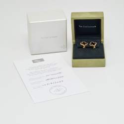 Pre Owned Van Cleef & Arpels Vintage Alhambra Onyx 18k Yellow Gold Earrings