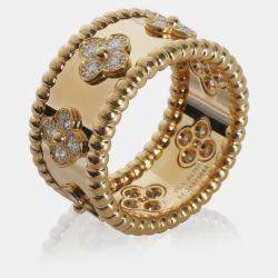 مملوكة مسبقًا Van Cleef & Arpels Perlée 18K Yellow Gold Diamond Ring EU 51