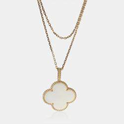 Pre Owned Van Cleef & Arpels Magic Alhambra 18K Yellow Gold Mother Of Pearl Necklace