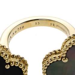 Pre Owned Van Cleef & Arpels Magic Alhambra Between the Finger Gemstone Inlay 18K Yellow Gold Cocktail Ring Size 53