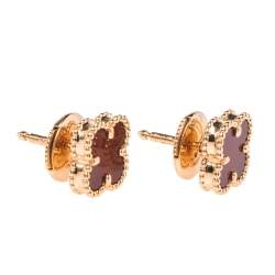 Pre Owned أقراط فان كليف آند اربلز "سويت ألهامبرا" عقيق أحمر و ذهب وردي عيار 18