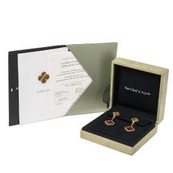 Pre Owned أقراط فان كليف آند اربلز ذهب أصفر عيار 18 ماجيك ألهامبرا كارنيليان تايغر أي 2 أيقونة