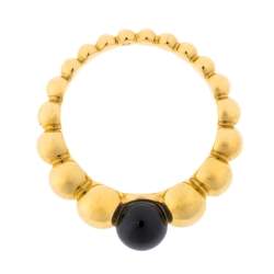 Pre Owned Van Cleef & Arpels Perlee Couleurs Onyx 18K Yellow Gold Variation Ring 52