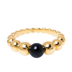 Pre Owned Van Cleef & Arpels Perlee Couleurs Onyx 18K Yellow Gold Variation Ring 52