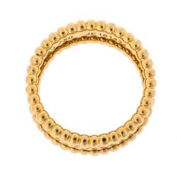 Pre Owned Van Cleef & Arpels Perlée Signature 18K Yellow Gold Ring Size 51