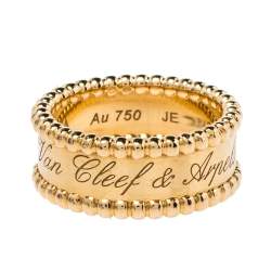 Pre Owned Van Cleef & Arpels Perlée Signature 18K Yellow Gold Ring Size 51