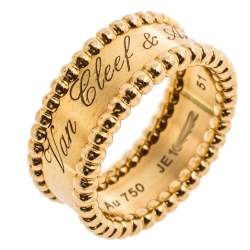 Pre Owned Van Cleef & Arpels Perlée Signature 18K Yellow Gold Ring Size 51