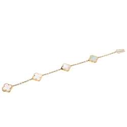 مملوكة مسبقًا Van Cleef & Arpels Pure Alhambra 4 Motifs Mother Of Pearl 18K Yellow Gold Station Bracelet