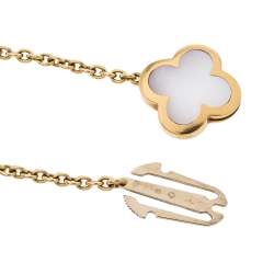 مملوكة مسبقًا Van Cleef & Arpels Pure Alhambra 4 Motifs Mother Of Pearl 18K Yellow Gold Station Bracelet
