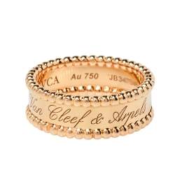 مملوكة مسبقًا Van Cleef & Arpels Perlee Signature 18K Rose Gold Band Ring Size 59