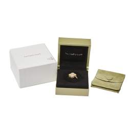 Pre Owned Van Cleef & Arpels Vintage Alhambra Diamond Mother of Pearl 18K Yellow Gold Ring Size 50