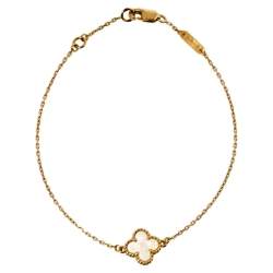 Pre Owned Van Cleef & Arpels Sweet Alhambra Mother of Pearl 18K Yellow Gold Bracelet