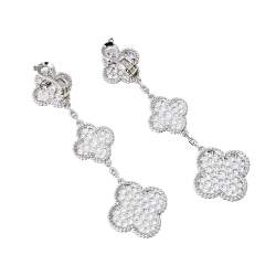 Pre Owned Van Cleef & Arpels Magic Alhambra Diamond 18K White Gold Earrings