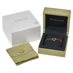 Pre Owned Van Cleef & Arpels Sweet Alhambra Heart Carnelian 18K Rose Gold Bracelet