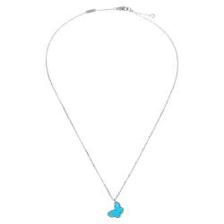 Pre Owned  Van Cleef & Arpels Sweet Alhambra Butterfly Turquoise 18K White Gold Pendant Necklace