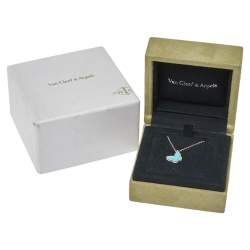 Pre Owned  Van Cleef & Arpels Sweet Alhambra Butterfly Turquoise 18K White Gold Pendant Necklace
