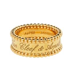 Pre Owned Van Cleef & Arpels Perlée 18K Yellow Gold Ring Size 54