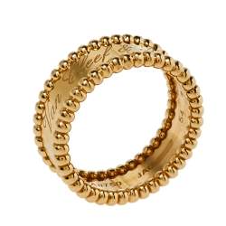 Pre Owned Van Cleef & Arpels Perlée 18K Yellow Gold Ring Size 54