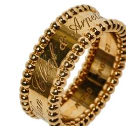 Pre Owned Van Cleef & Arpels Perlée 18K Yellow Gold Ring Size 54