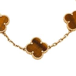 Pre Owned سوار فان كليف آند اربلز "فينتدج الهامبرا" 5 حليات ذهب أصفر عيار 18 و حجر عين النمر