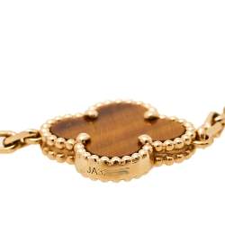 Pre Owned سوار فان كليف آند اربلز "فينتدج الهامبرا" 5 حليات ذهب أصفر عيار 18 و حجر عين النمر