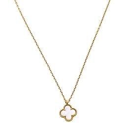 مملوكة مسبقًا Van Cleef & Arpels Sweet Alhambra Mother of Pearl 18K Yellow Gold Pendant Necklace