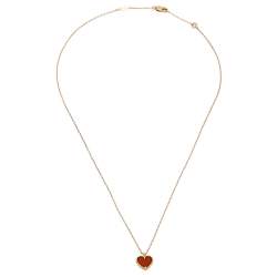 مملوكة مسبقًا قلادة فان كليف آند اربلز سويت الهامبرا دلاية قلب ذهب وردي عيار 18 و عقيق أحمر