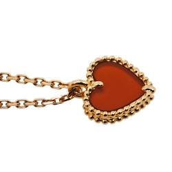 مملوكة مسبقًا قلادة فان كليف آند اربلز سويت الهامبرا دلاية قلب ذهب وردي عيار 18 و عقيق أحمر