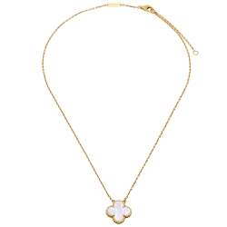 مملوكة مسبقًا Van Cleef & Arpels Vintage Alhambra Mother of Pearl 18K Yellow Gold Pendant Necklace