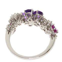 Pre Owned Van Cleef & Arpels Folie des Pres Diamond Sapphire 18K White Gold Ring Size EU 57