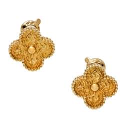 Pre Owned Van Cleef & Arpels Vintage Alhambra 18K Yellow Gold Earrings