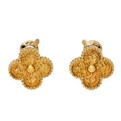 Pre Owned Van Cleef & Arpels Vintage Alhambra 18K Yellow Gold Earrings