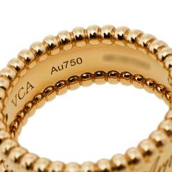 Pre Owned Van Cleef & Arpels Perlée Signature 18K Yellow Gold Band Ring Size 52